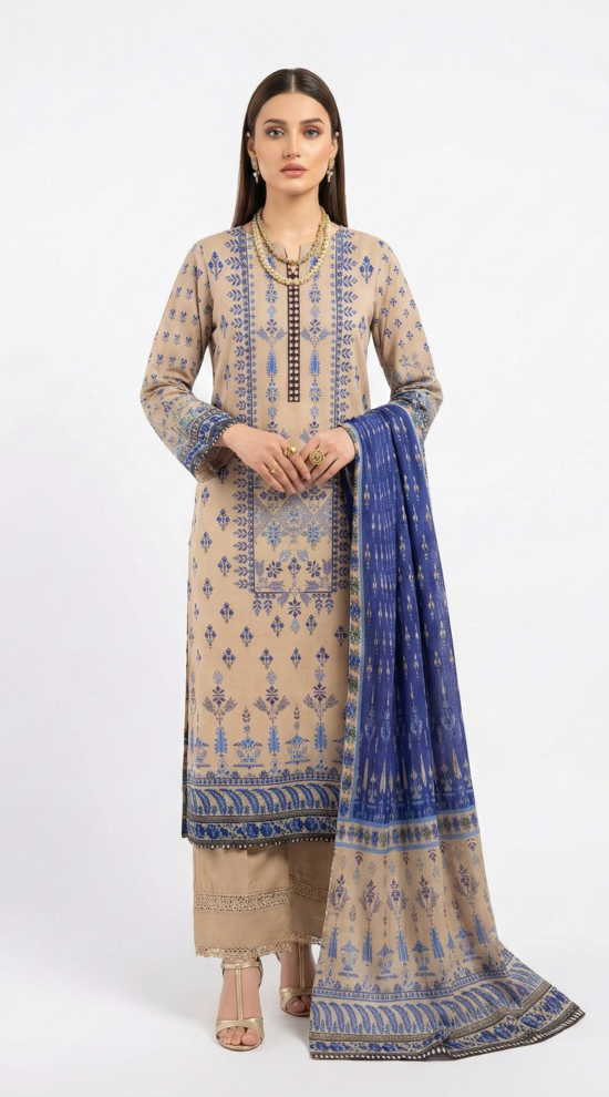 Graceful 3-piece Printed Linen suit