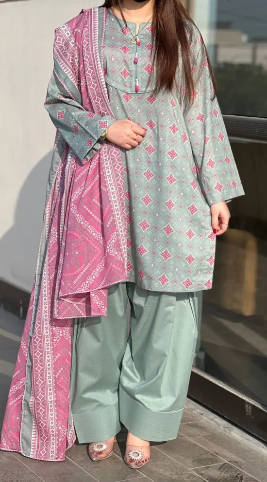 3 Piece Printed Lawn